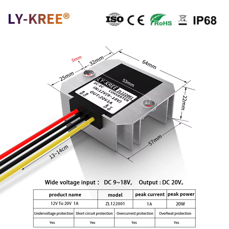 Convertisseur élévateur de tension 12V vers 20V 1A 2A 3A 4A, Module d'alimentation DC Boost, Transfo
