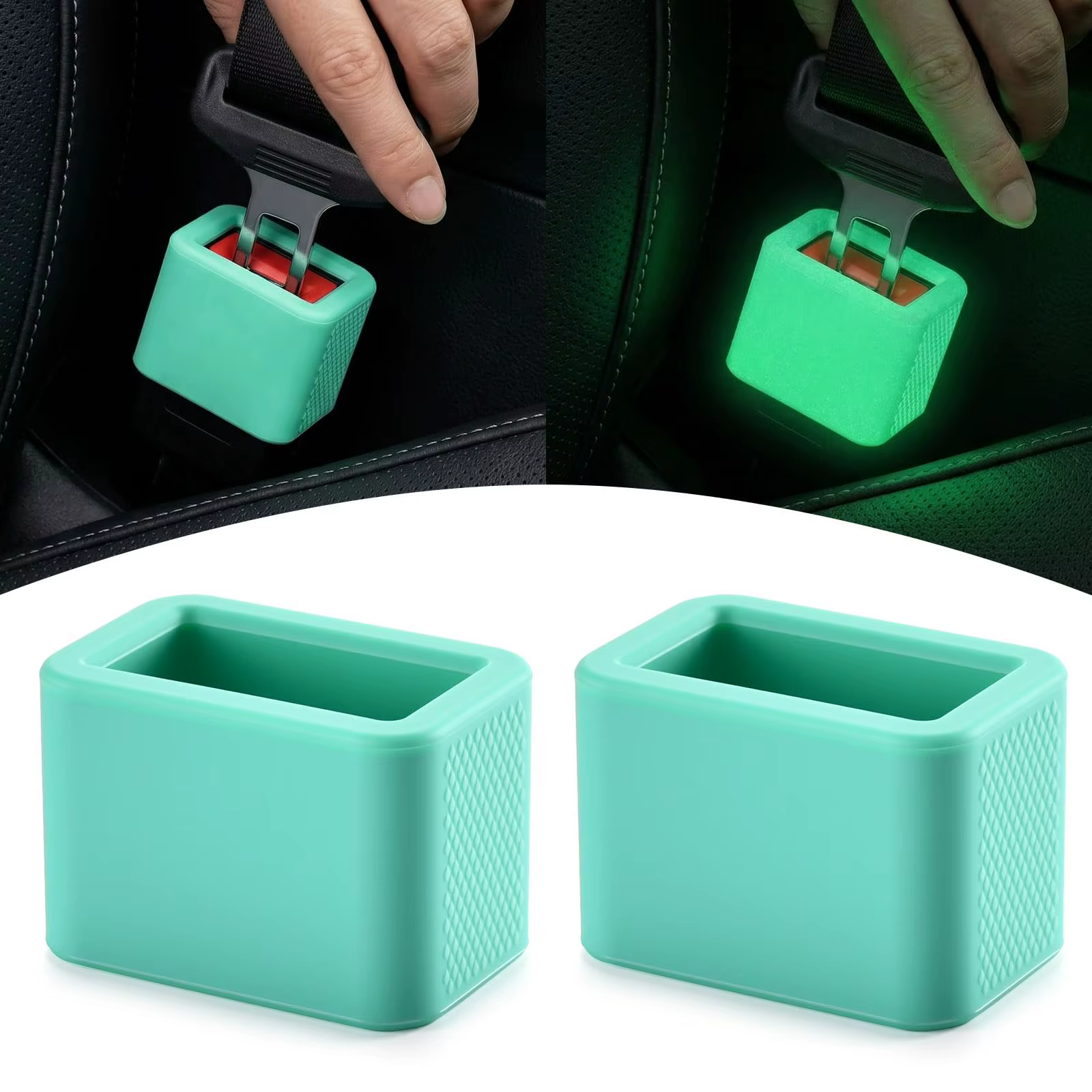 Support de boucle de ceinture de sécurité phosphorescent, 2 pièces, rehausseur arrière en silicone -