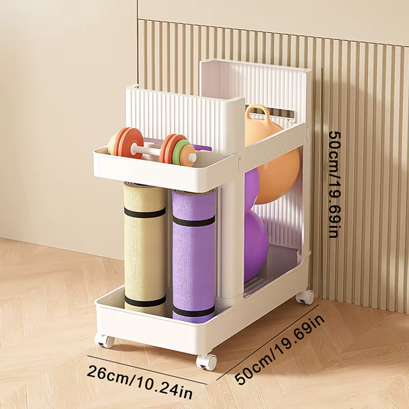 Support d'équipement de gymnastique avec roues, support de rangement d'équipement de sport, panier d