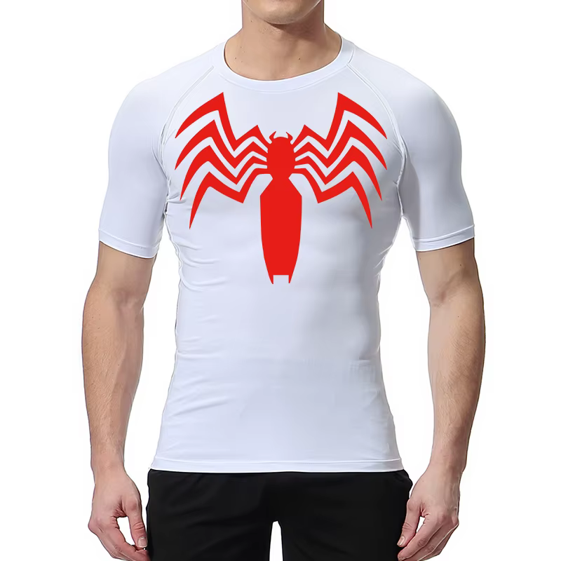 Chemises de compression à imprimé araignée pour hommes, t-shirt de course athlétique, t-shirts à séc