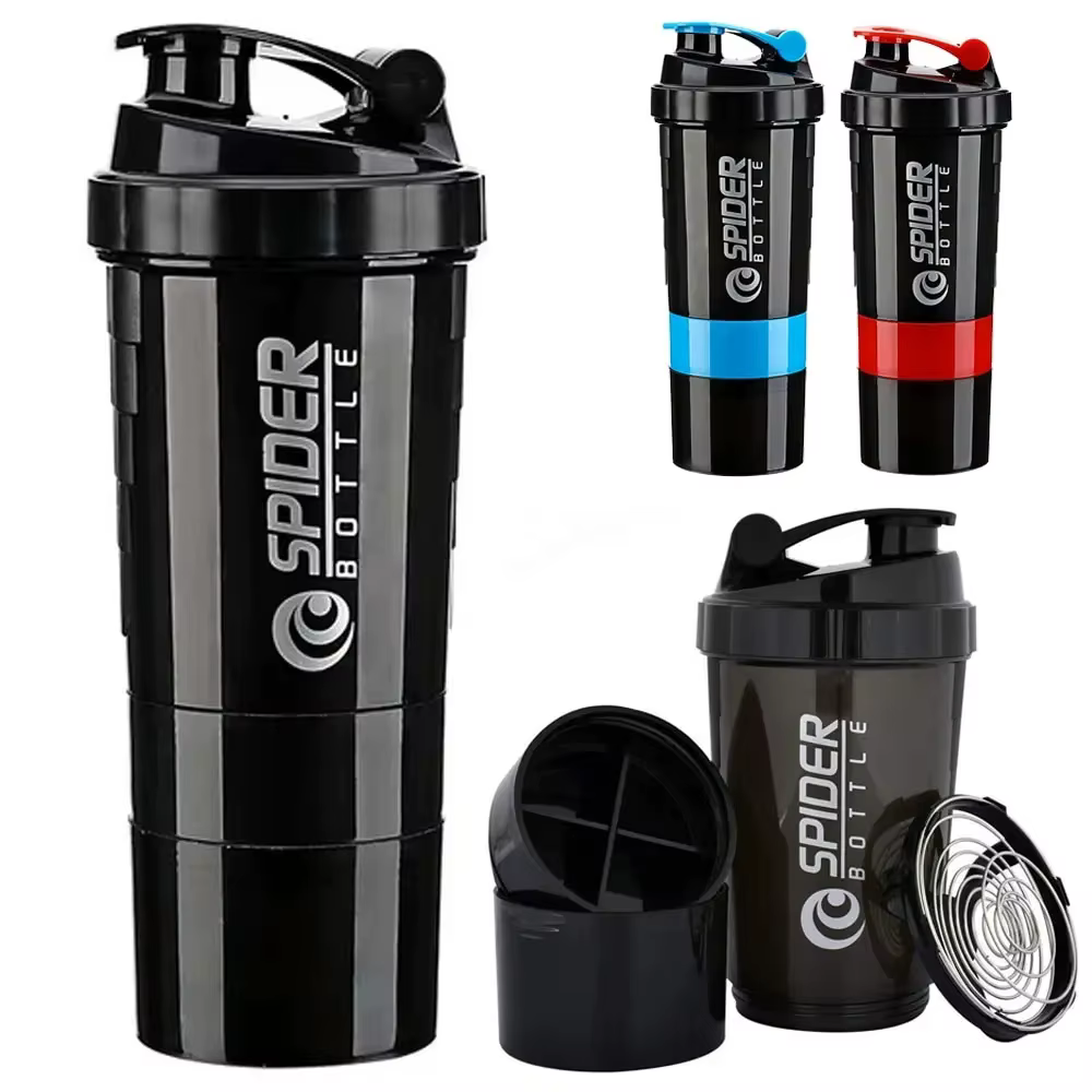 Bouteille shaker à 3 compartiments pour protéines, grande capacité, pour mélange de poudre, bouteill