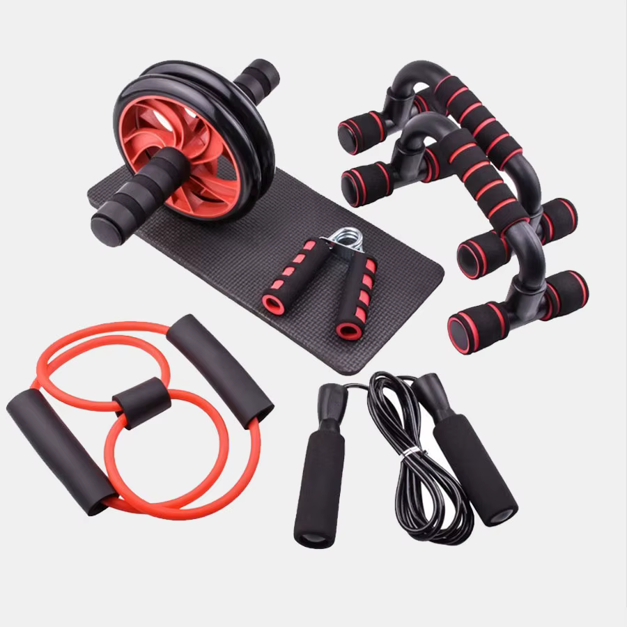 1 jeu de sept pièces de fitness, petit équipement de fitness à domicile, corde à sauter, dispositif 