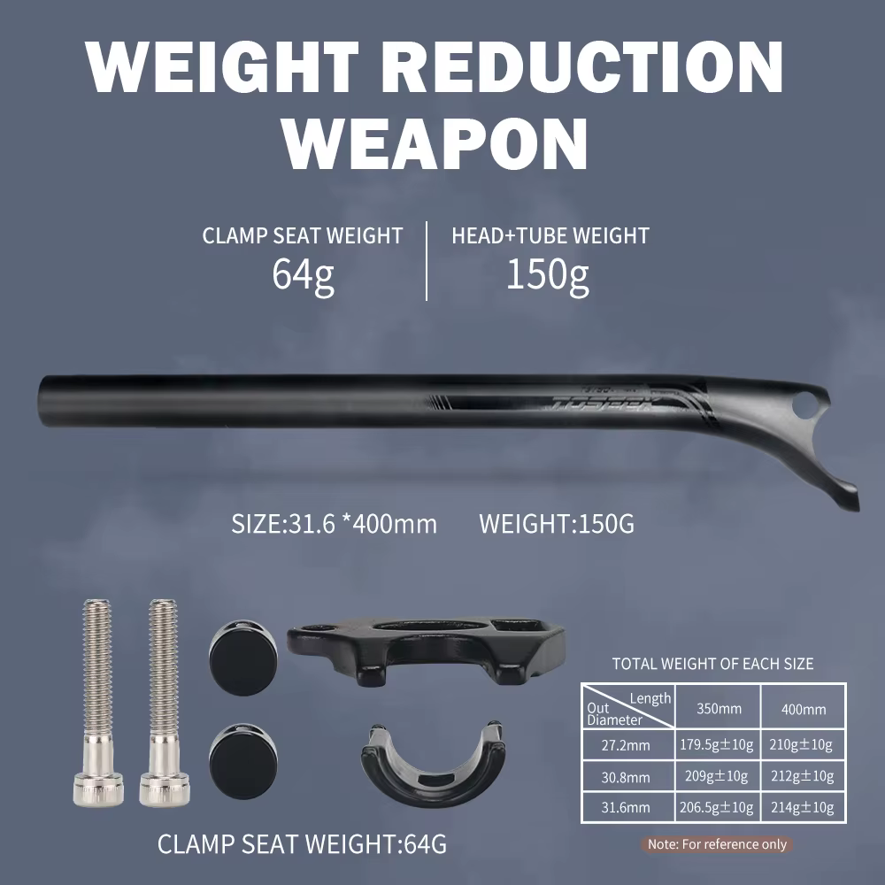 TOSEEK tige de selle en carbone 27.2 31.6mm longueur 400mm noir mat vtt tige de selle de vélo de rou