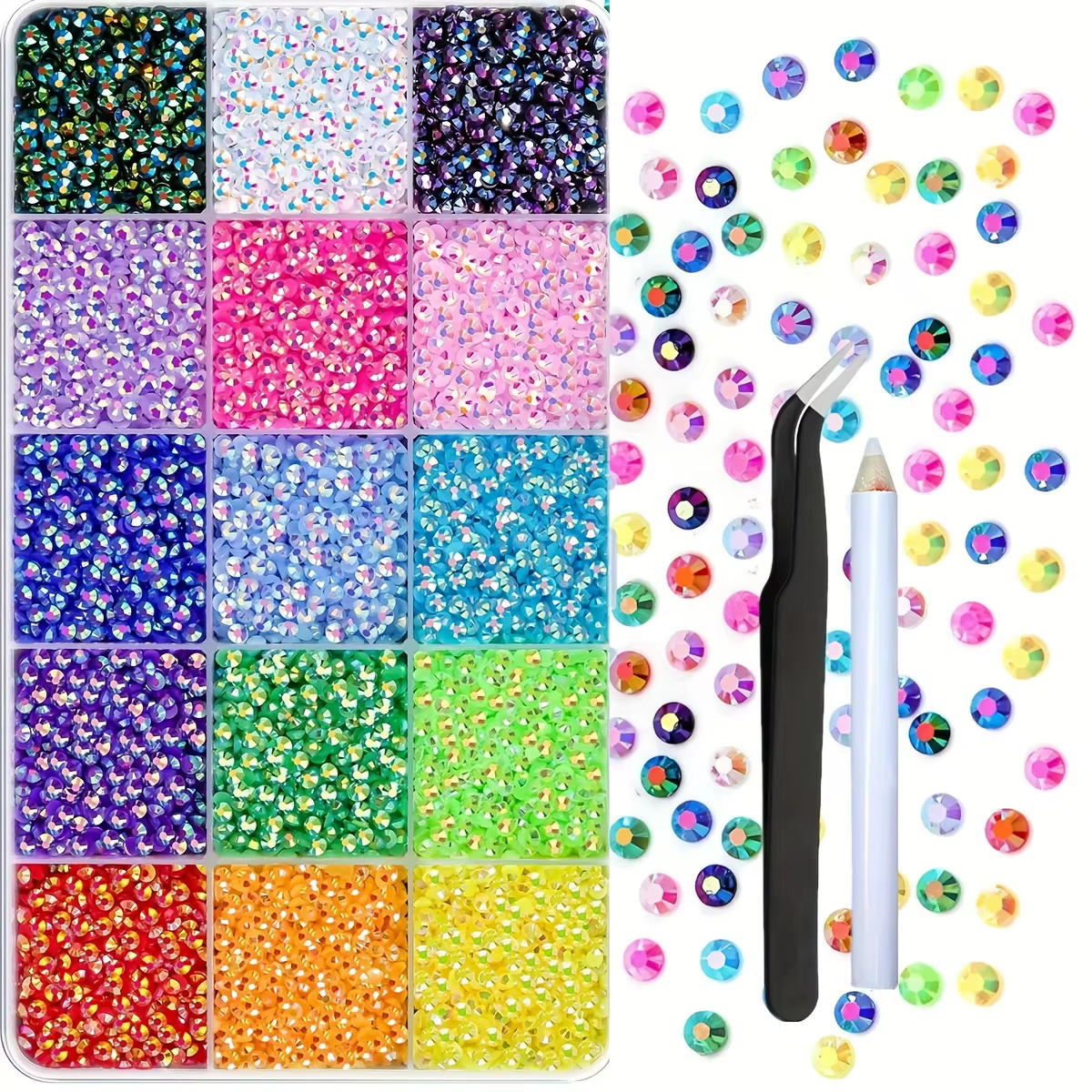 Strass en MSI de résine pour l'artisanat, gemmes à dos plat non correctif, stylo à choisir, pince à 
