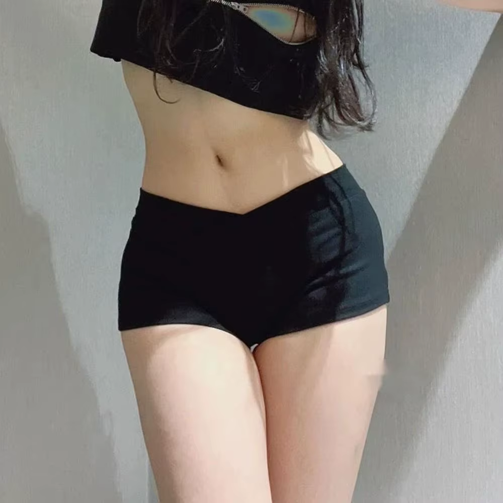 Short de sport ultra court, noir, pantalon de ballet, serré, taille basse, simple, décontracté, fitn
