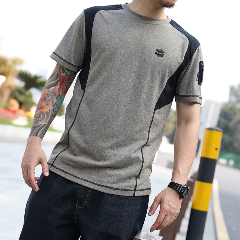 Levez songear-T-shirt de sport à manches courtes, étiquette bleue, avec aileron de requin, séchage r