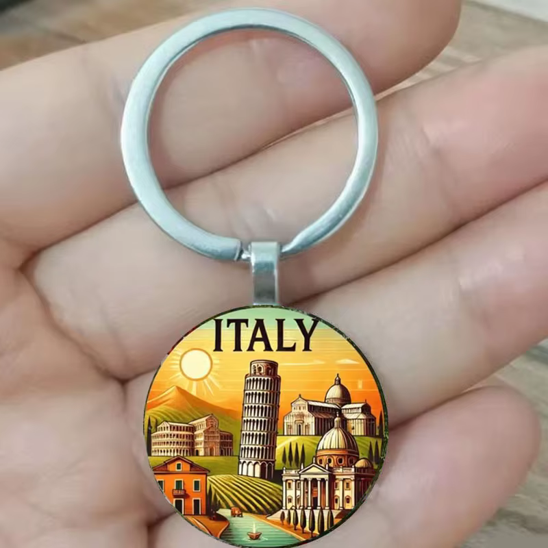 Le porte-clés « Architecture italienne classique » présente la Tour inclinée de Pise, l'architecture