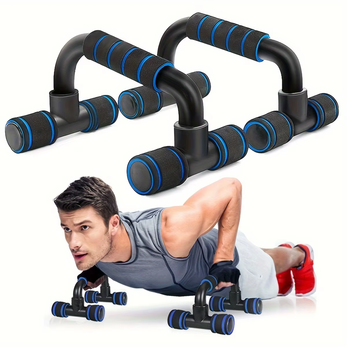 1 paire de barres de pompes ergonomiques pour hommes - Supports d'entraînement de force portables an