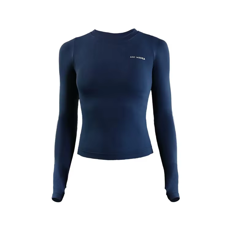 Hauts de Fitness pour femmes, vêtements de sport serrés à manches longues, vêtements de Yoga, de cou