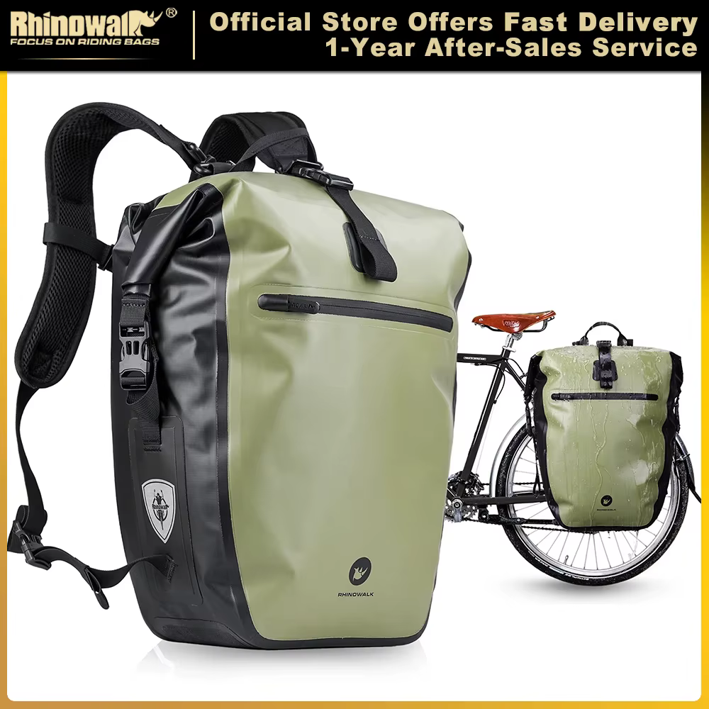 Rhinowalk – sac de vélo 100% étanche, grande capacité de 27l, multifonctionnel, porte-bagages arrièr