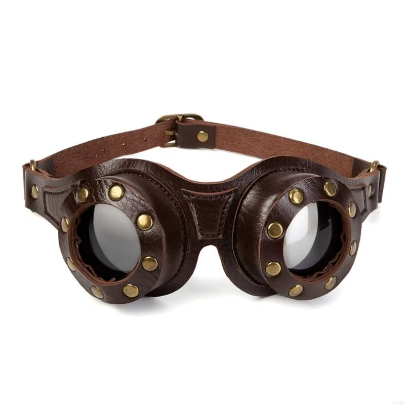 Lunettes Steam Punks amusantes en cuir, accessoires Steampunk pour hommes, lunettes de Cosplay d'hal