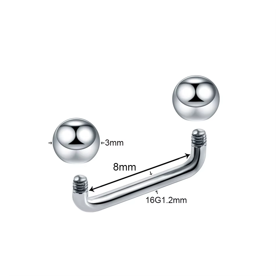 Barre de Surface en titane 16G 14G, filetage externe et interne, haltère industriel CZ, Micro ancres