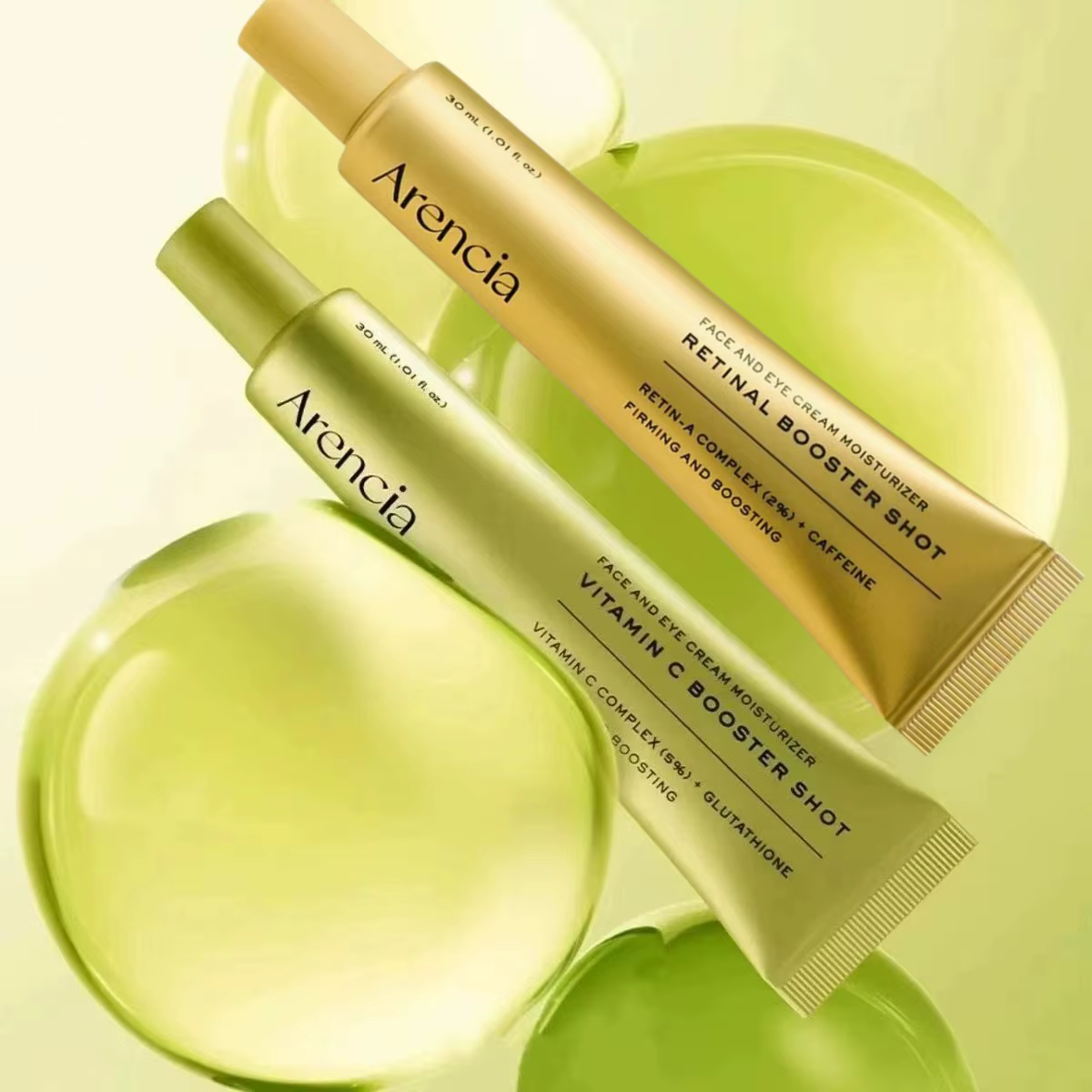 Crème Contour des Yeux Arencia Retinal Booster Shot au Glutathion, Crème Éclaircissante pour le Visa