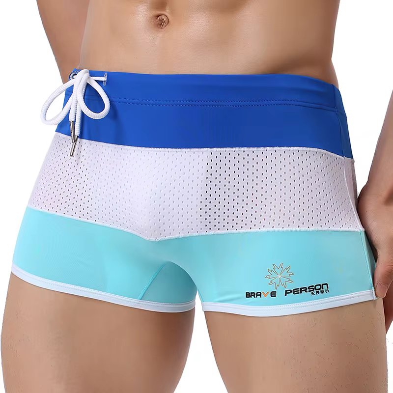 Short d'entraînement de Fitness pour hommes, maillot de bain Sexy en maille respirante, séchage rapi