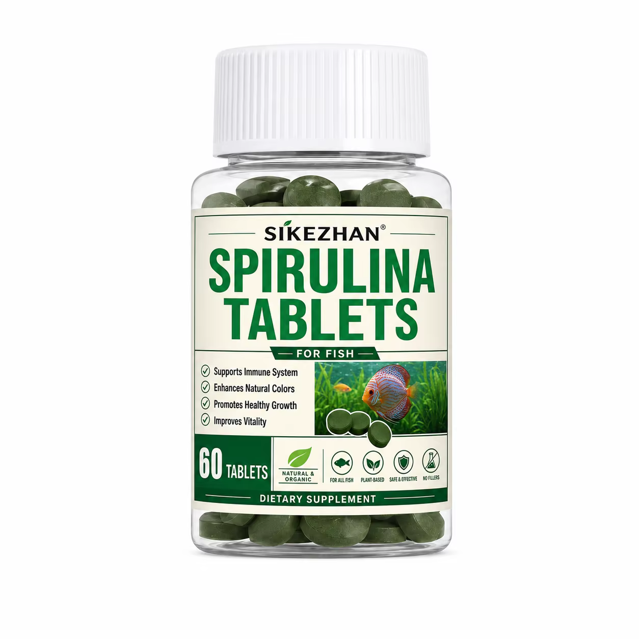 3 bouteilles de comprimés de spiruline, nourriture pour poissons d'aquarium, nutrition végétale natu