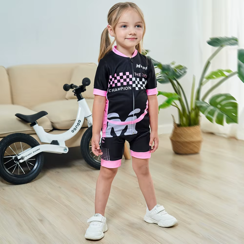 Ensemble de maillot de cyclisme pour filles, vêtements de sport à manches courtes, imprimés de dessi