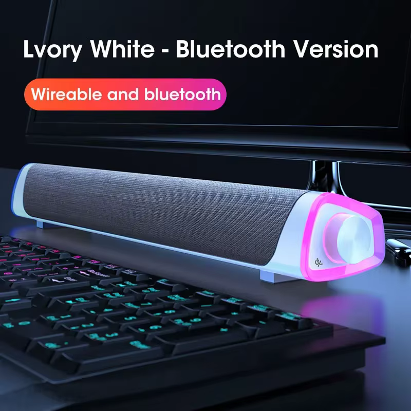 Barre de haut-parleur d'ordinateur Bluetooth sans fil, avec son Surround 4D, caisson de basses pour