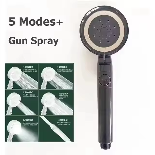 Pommeau de douche monté au plafond, superchararge à grand débit noir, Rotation à 360 degrés, Abs épa