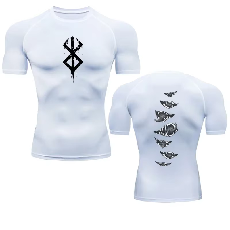 T-shirt de musculation à manches courtes pour hommes, Rashgard Y-Clothing, Second Skin, Anime Berser