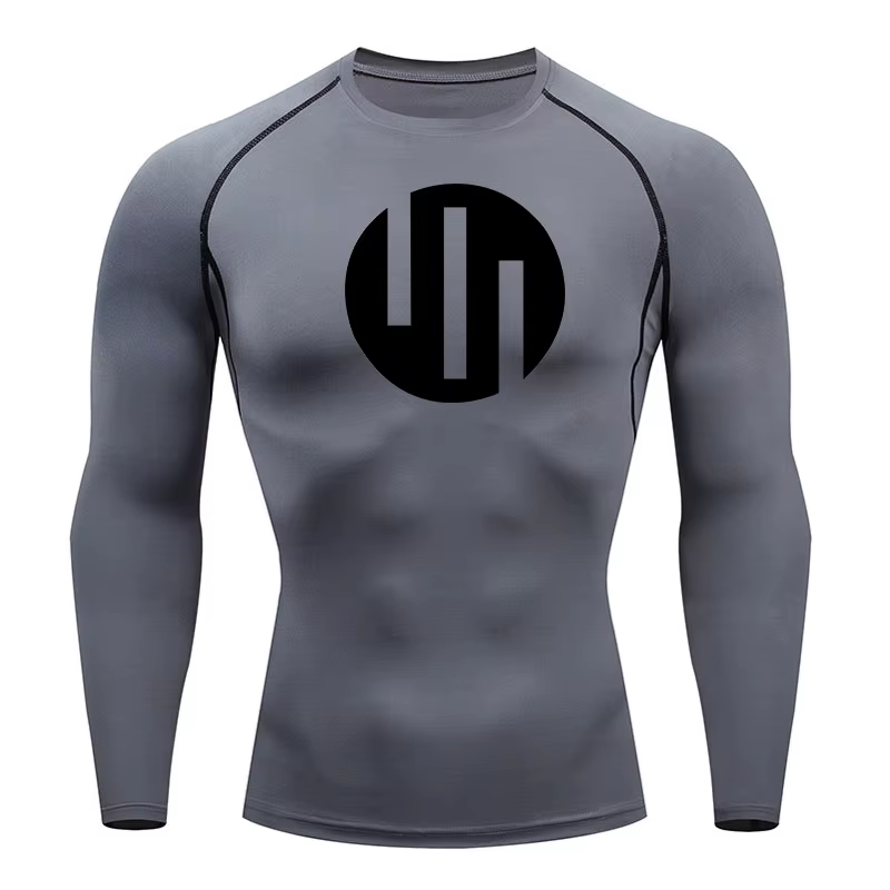 T-shirt de compression à manches longues pour homme – Idéal pour l'entraînement, la gym, la course –