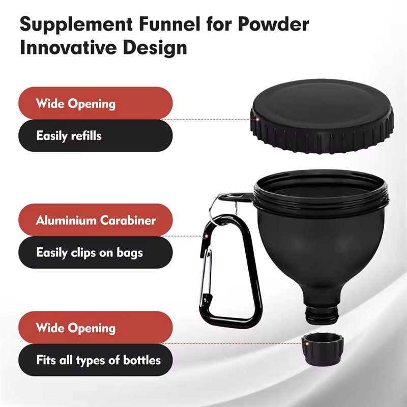 HLZS-conteneur de voyage pour poudre de protéines, paquet de 4, Portable avec entonnoir et mousqueto
