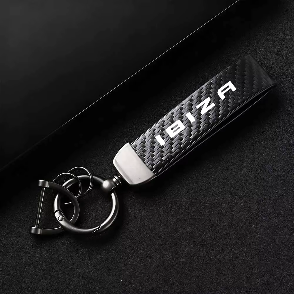 Porte-clés de voiture en métal, en cuir et en Fiber de carbone, avec Logo SEAT IBIZA, 1 pièce, acces