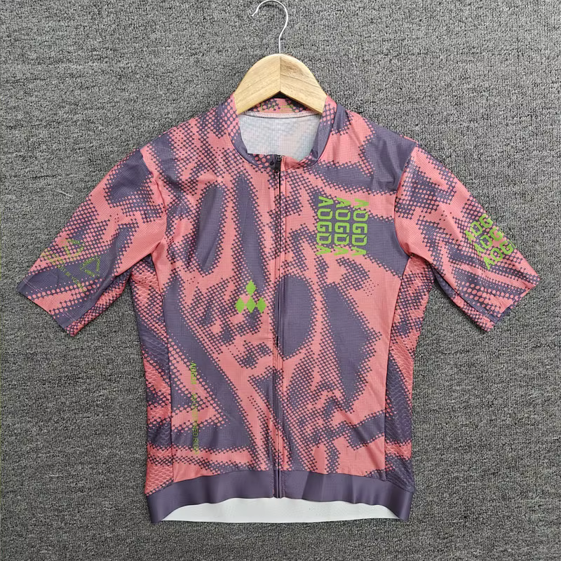 Aogda Maillot de cyclisme à manches courtes pour hommes, dessus de chemise de vélo respirant à sécha
