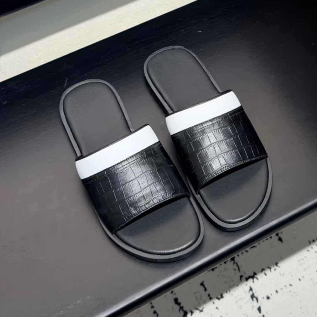 Sandales en cuir de vachette faites à la main, chaussures de luxe pour hommes, tongs de plage tendan