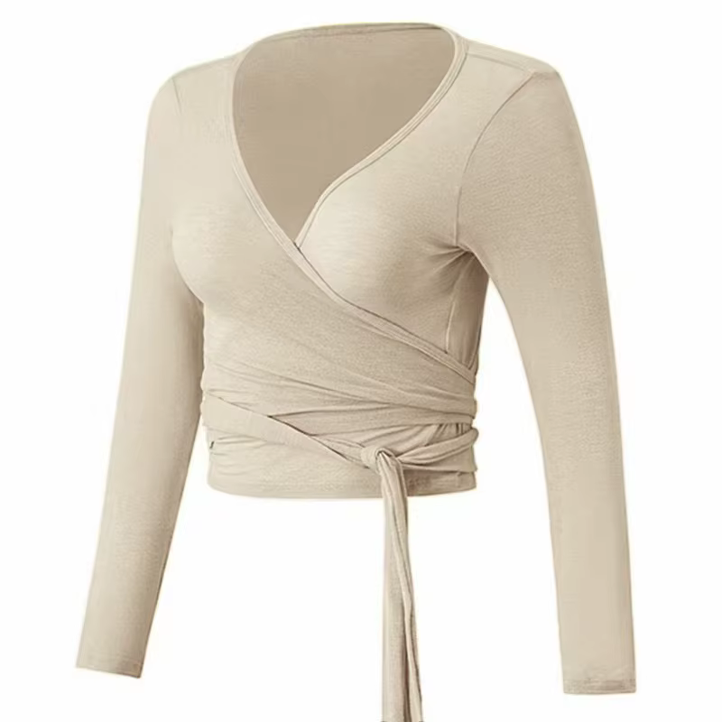Vêtements de Yoga pour femmes, avec bretelles croisées, haut de sport ajusté, Fitness à manches long