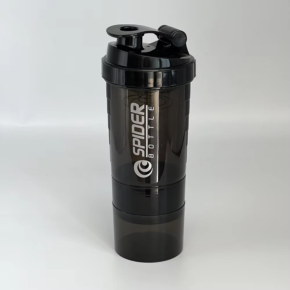 Bouteille de protéines Shaker à 3 couches, tasse à secouer la poudre, bouteille d'eau de grande capa