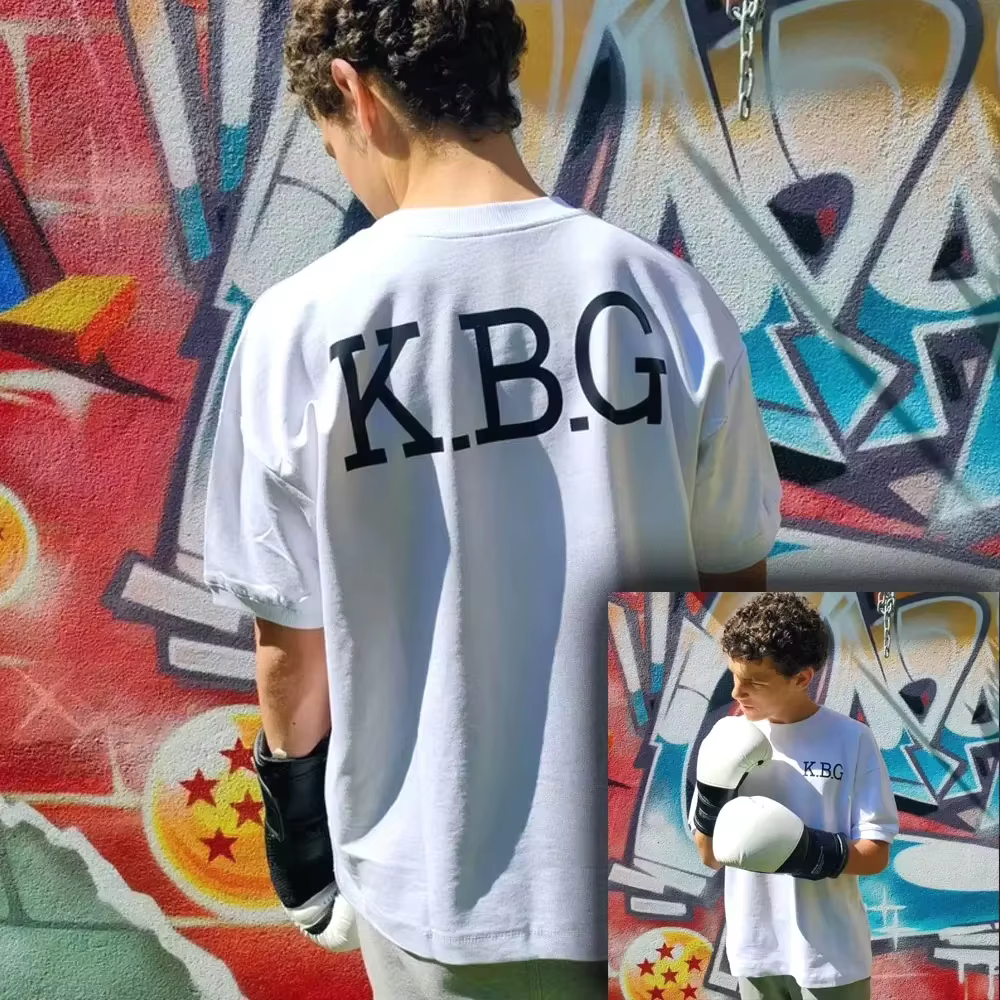 T-shirt en coton KBG pour hommes, style fitness, streetwear, blanc
