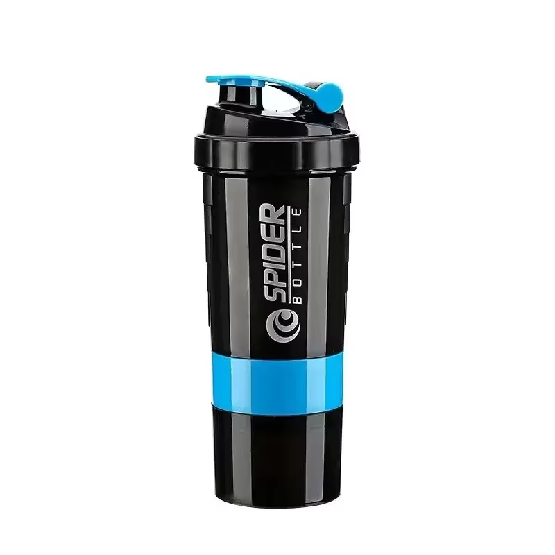 Bouteille de protéines Shaker à 3 couches, tasse à secouer la poudre, bouteille d'eau, tasse de méla