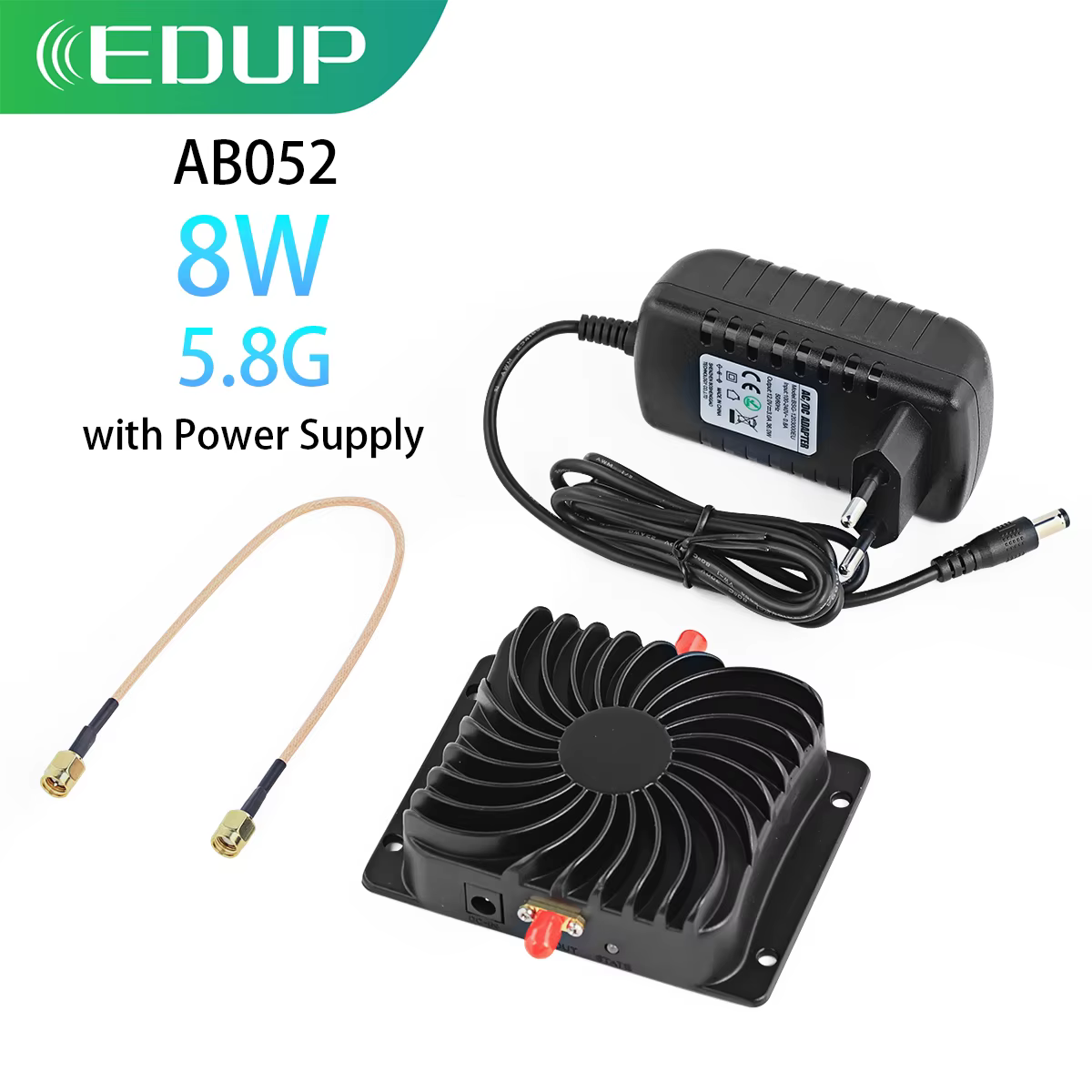 EDUP AB052 amplificateur de Signal 5.8GHz avec alimentation 12V/3A puissance 50X améliore la couvert