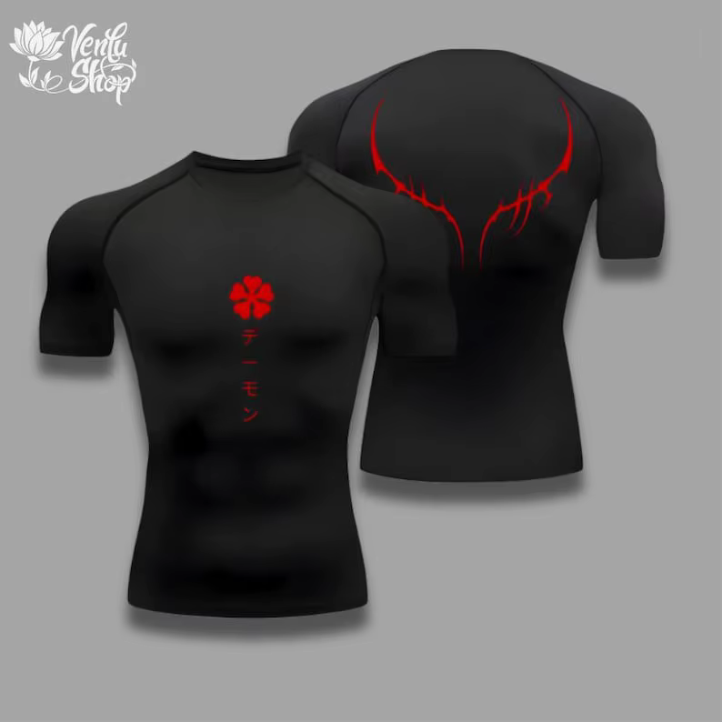 Chemise de compression | Trèfle noir, Anime, Gym, Motivation de la salle de sport, Vêtements d'ani