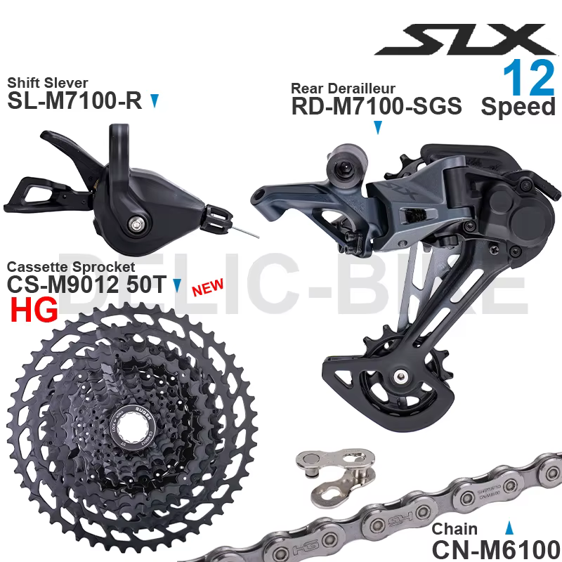 SHIMANO SLX M7100 groupe de vitesses 1x12 avec dérailleur arrière de manette de vitesse et pignon de