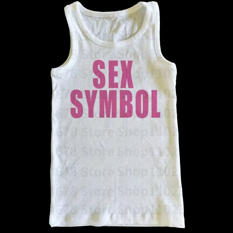 Débardeur Gothique à Lettres Symboles Sexy, Haut Court Harajuku pour Femme, Style Fée Grunge Y2K, Vê