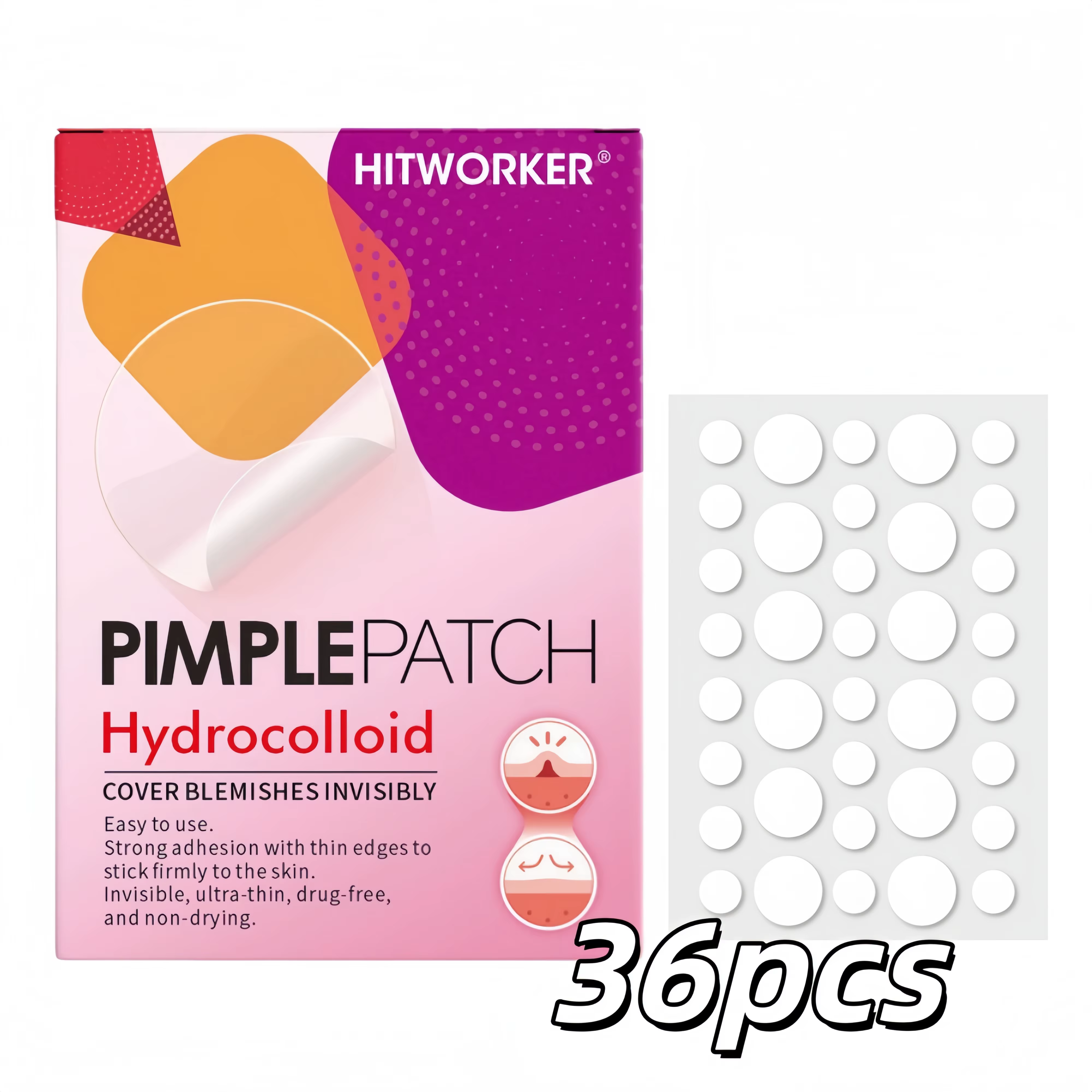 Patch anti-acné transparent - Sans alcool, non irritant, patch anti-acné de haute qualité à l'acide