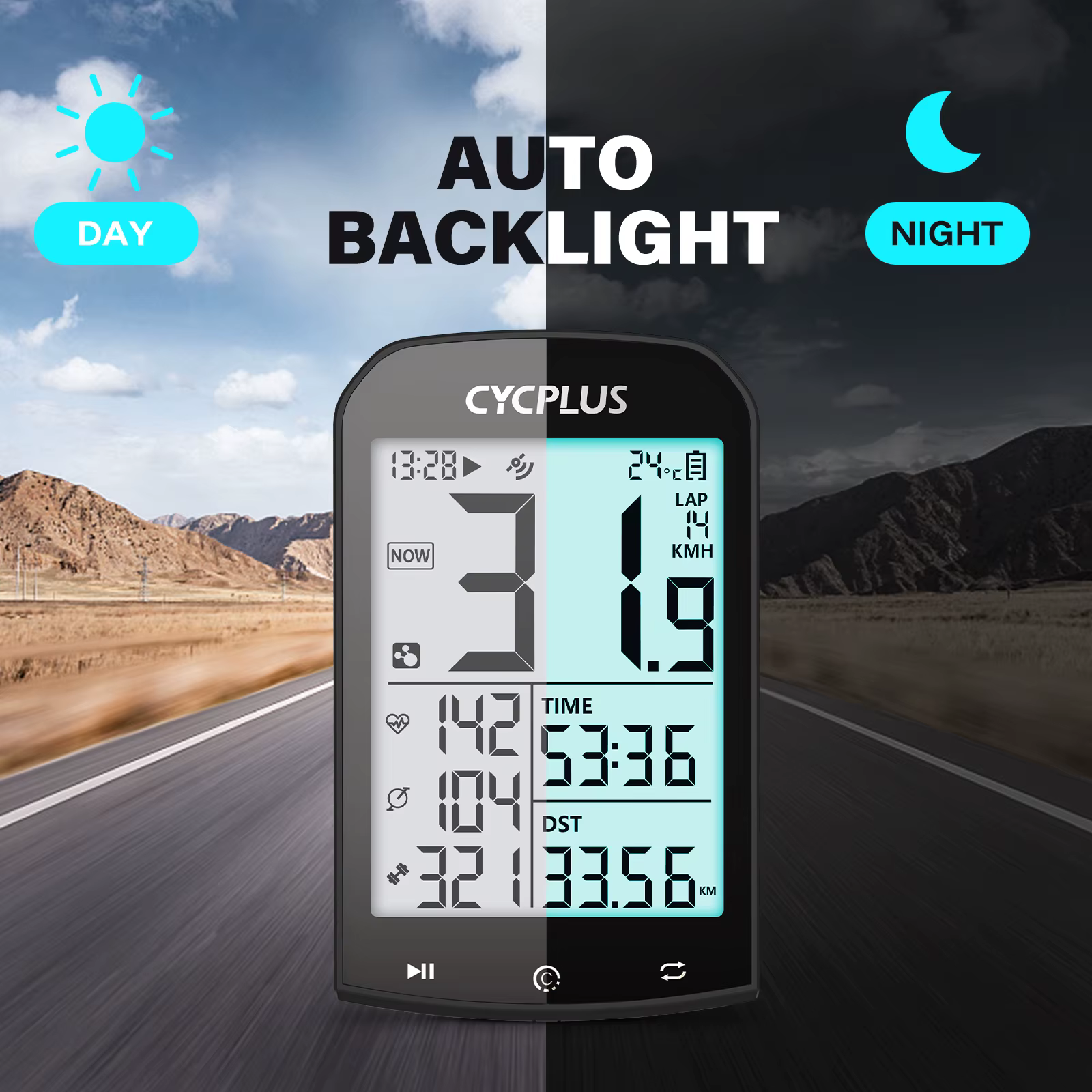CYCPLUS-Ordinateur de vélo GPS Dallas, compteur de vitesse de vélo, Bluetooth 5.0 ANT +, compteur de