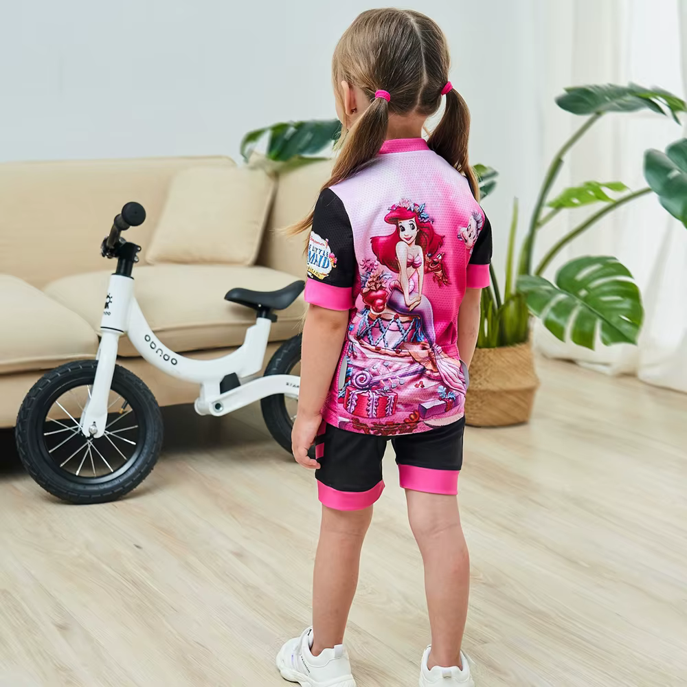 Ensemble de maillot de cyclisme pour filles, vêtements de sport à manches courtes, imprimés de dessi