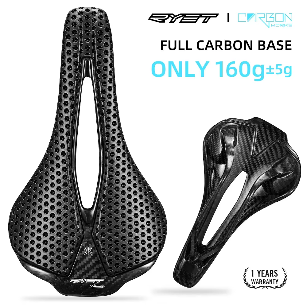 RYET 3D Imprimé Selle De Bicyclette Ultra Léger 120g Selle De Carbone 250x140mm Sièges pour VTT Grav
