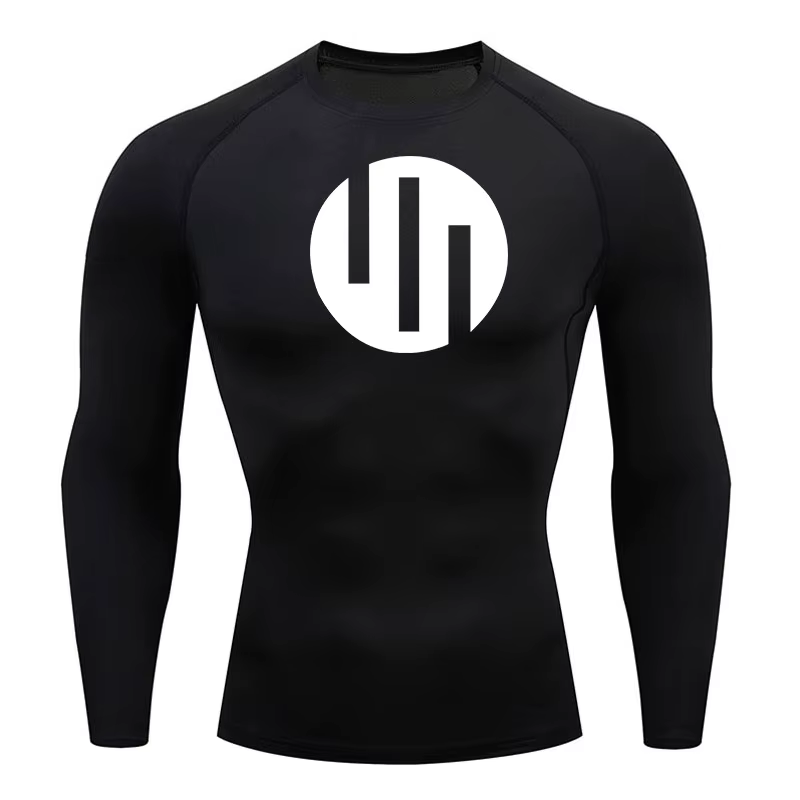 T-shirt de compression à manches longues pour homme – Idéal pour l'entraînement, la gym, la course –