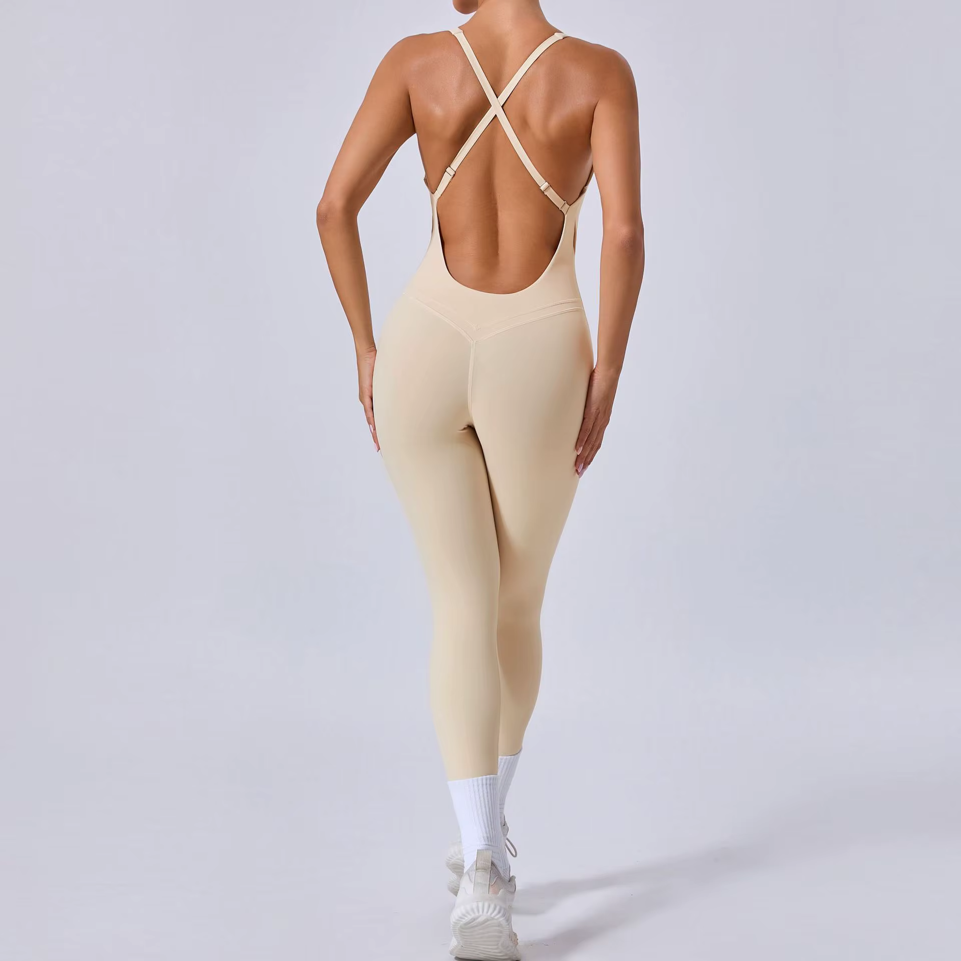 Combinaison une pièce à dos croisé pour femmes, ensemble d'entraînement, de fitness, de yoga, vêteme