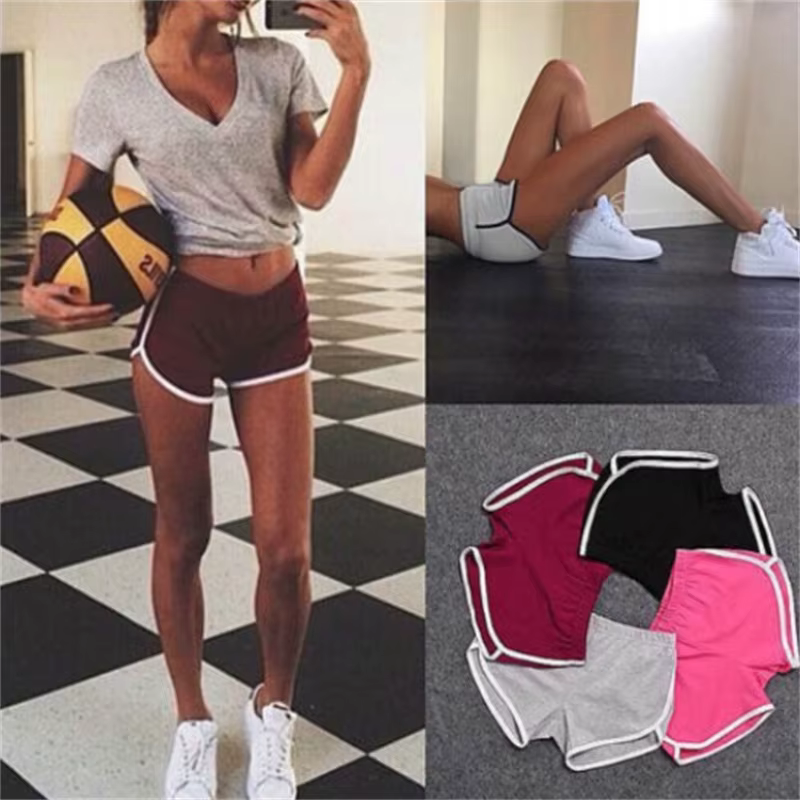 Short de sport pour femmes, couleur bonbon, Anti-vide, slim, décontracté, taille élastique, pantalon