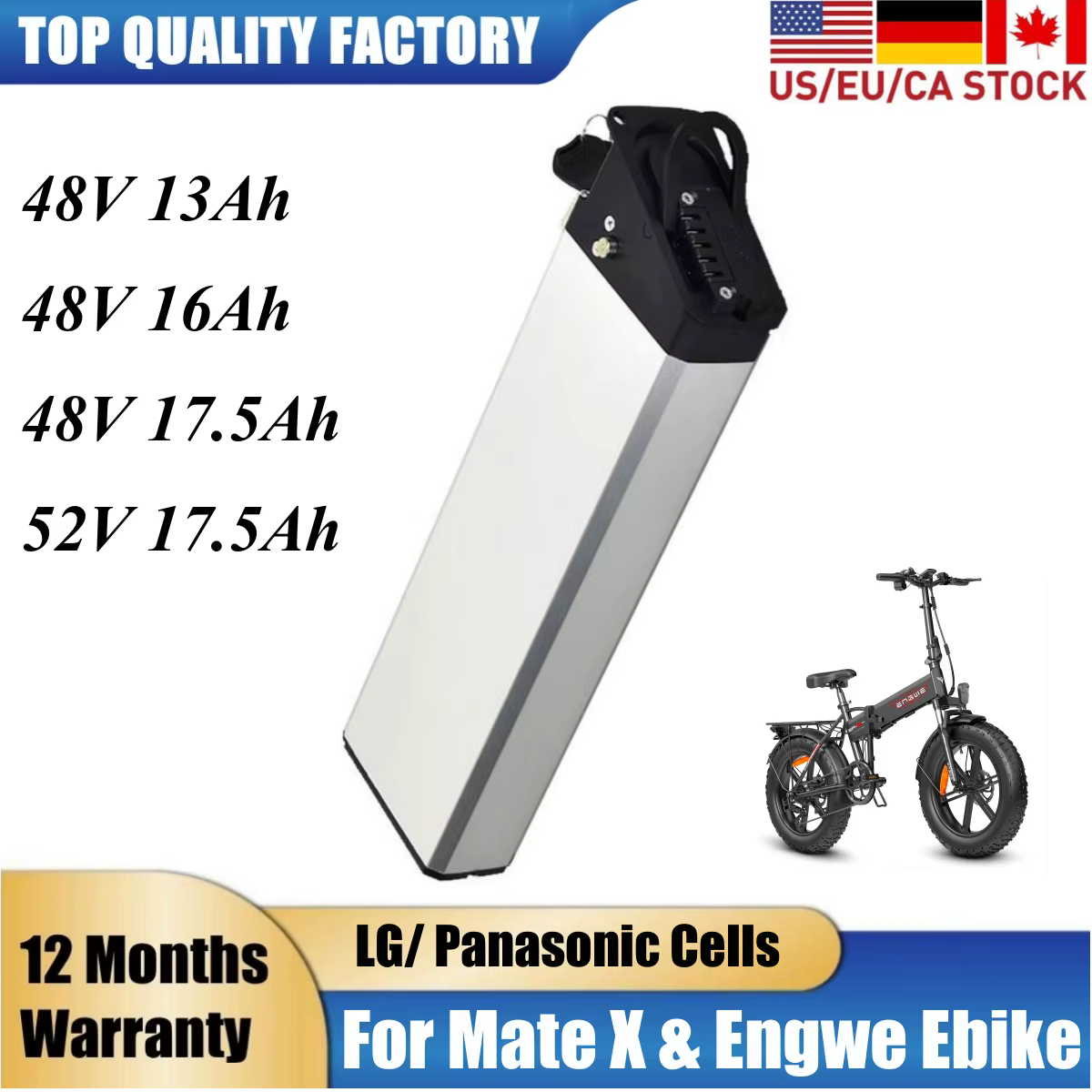 Nouvelles Dimensions nous EP-2 Pro Moteur Pro Amélioré Vélo Batterie DCH-009 48V 17.5Ah 16Ah 13Ah Re