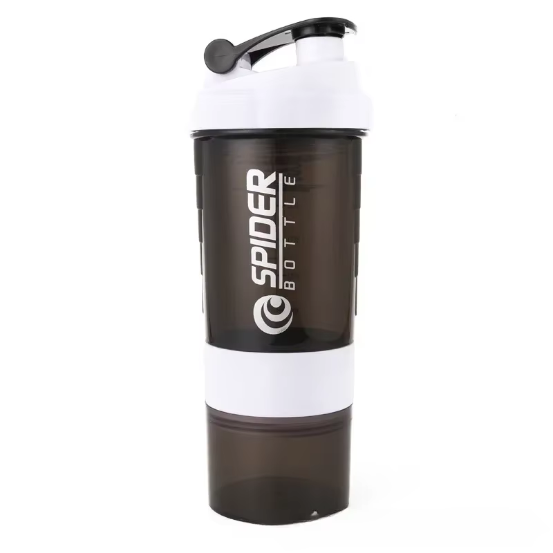 Bouteille de protéines en couches de 500ml, Shaker de poudre avec récipient de stockage de poudre, g