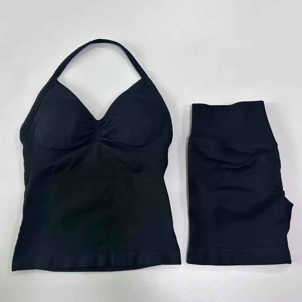 Ensemble de sport 2 pièces sans Logo, vêtements d'entraînement, ensembles de shorts, haut à bretelle