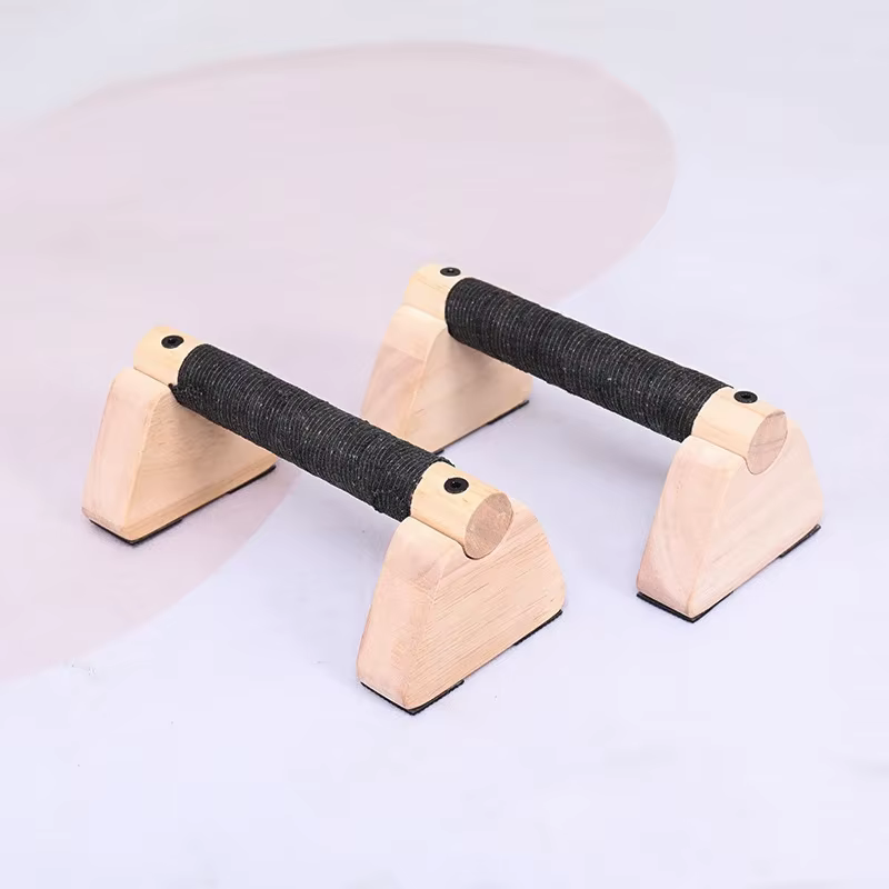 Barre de calistenie en bois de hêtre, Parallettes en bois massif, barre de poussée pour les entraîne