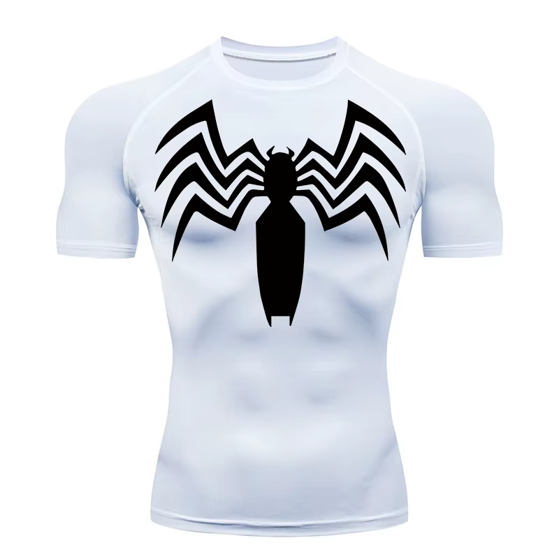 Chemises de compression à imprimé araignée pour hommes, t-shirt de course athlétique, t-shirts à séc