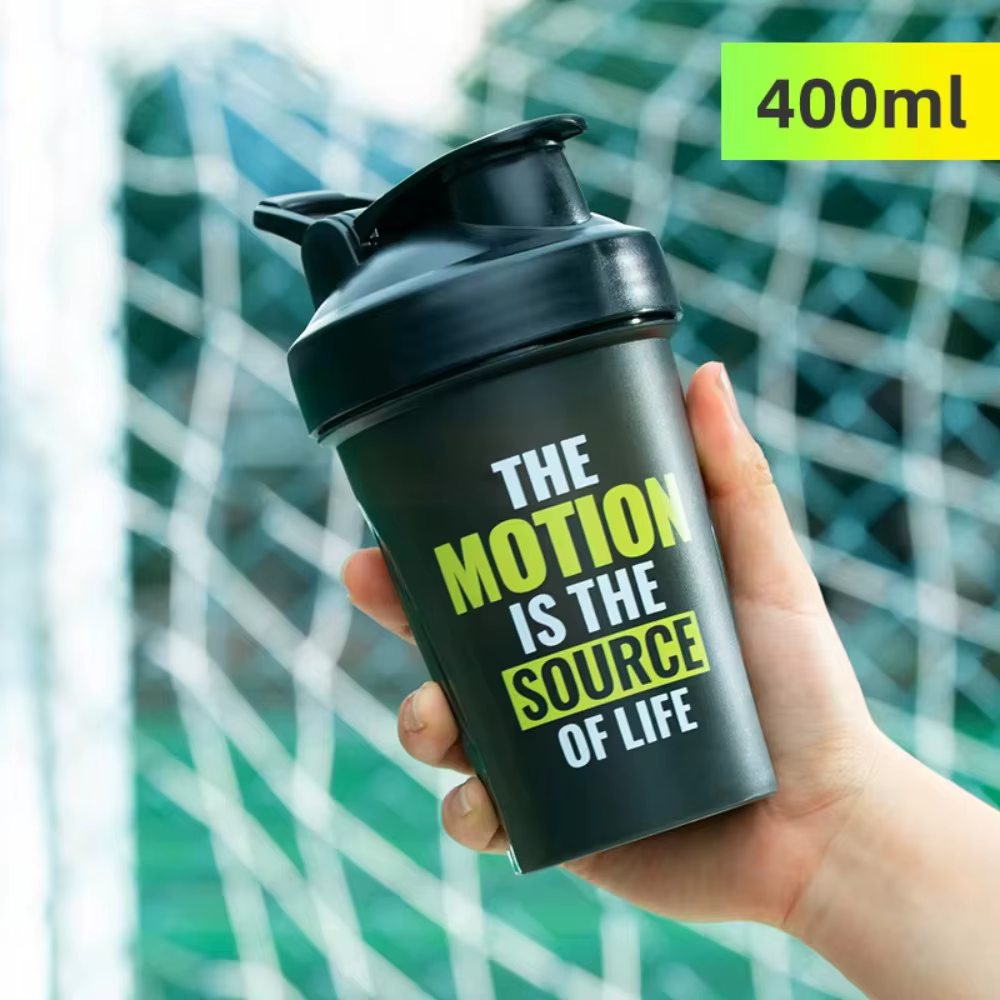 Shaker de poudre de protéines Cup400/600/650ml avec agitateur en métal, bouteille de mélange de spor