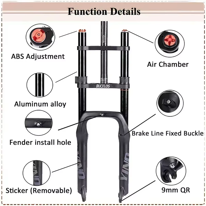 BUCKLOS – fourche avant à Suspension simple ou Double pour vélo Fat Bike, 20x4.0mm, frein à disque 9